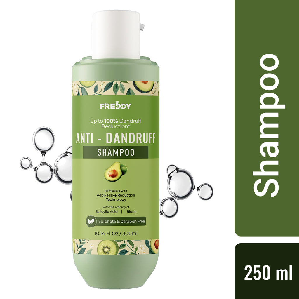 Freddy Anti-Dandruff Shampoo 100%  Dandruff Reduction With Salicylic Acid,  Piroctone Olamine & Biotin - Strengthens &  Nourishes Hair (250 MI