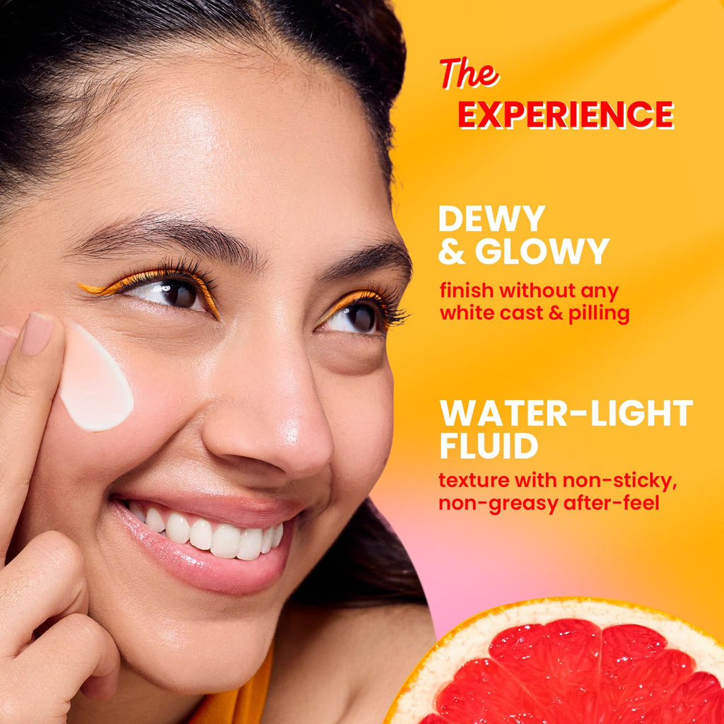 Freddy Vitamin C + E Super Bright Sunscreen SPF 50 PA++++ Water-Light, No White Cast, UVA/UVB + Blue Light Protection For Glowing, Even-Toned Skin (50 MI)