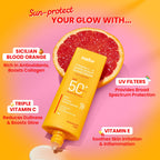 Freddy Vitamin C + E Super Bright Sunscreen SPF 50 PA++++ Water-Light, No White Cast, UVA/UVB + Blue Light Protection For Glowing, Even-Toned Skin (50 MI)