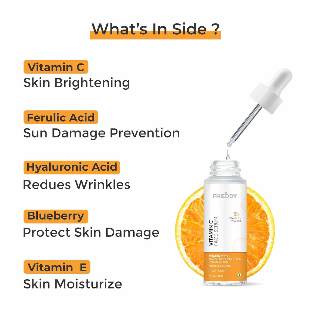 Freddy 15% Vitamin C Serum with Vitamin E &amp; Hyaluronic Acid (30 ml)