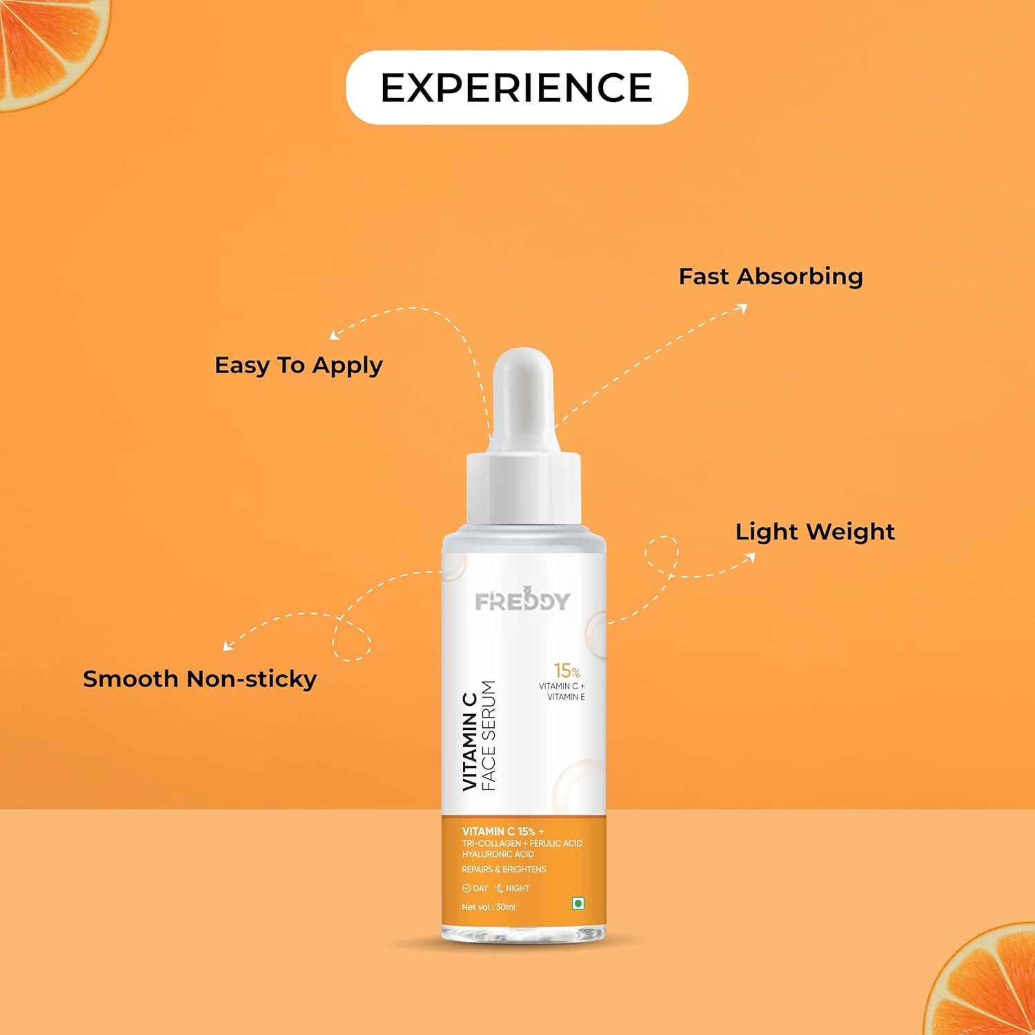 Freddy 15% Vitamin C Serum with Vitamin E &amp; Hyaluronic Acid (30 ml)