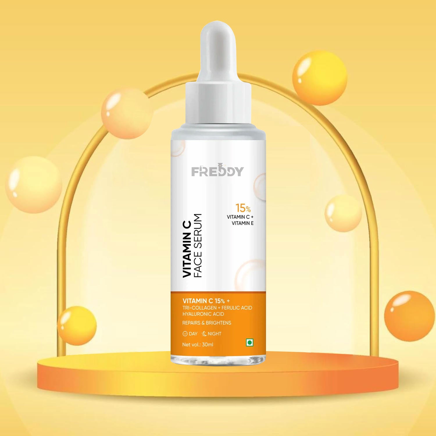 Freddy 15% Vitamin C Serum with Vitamin E &amp; Hyaluronic Acid (30 ml)
